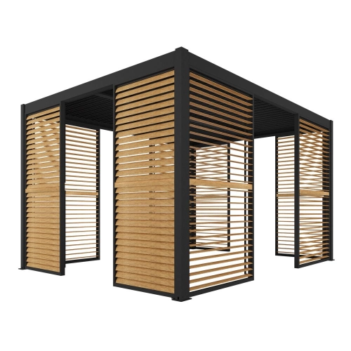 Panel żaluzjowy boczny LUXE 90 x 218 cm do Pergoli 3M Drewno - 100% aluminium